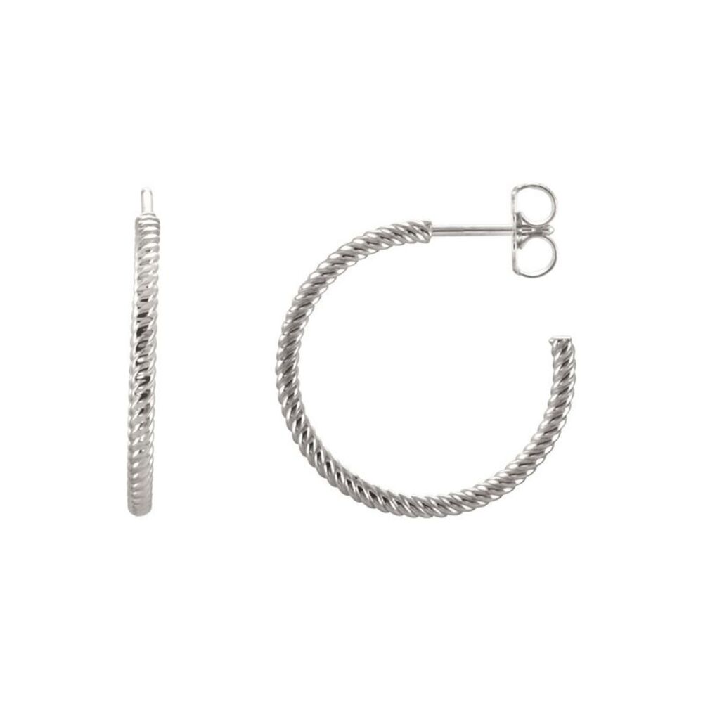 Rope Round Hoop Earrings in Continuum Sterling Silver, 21mm